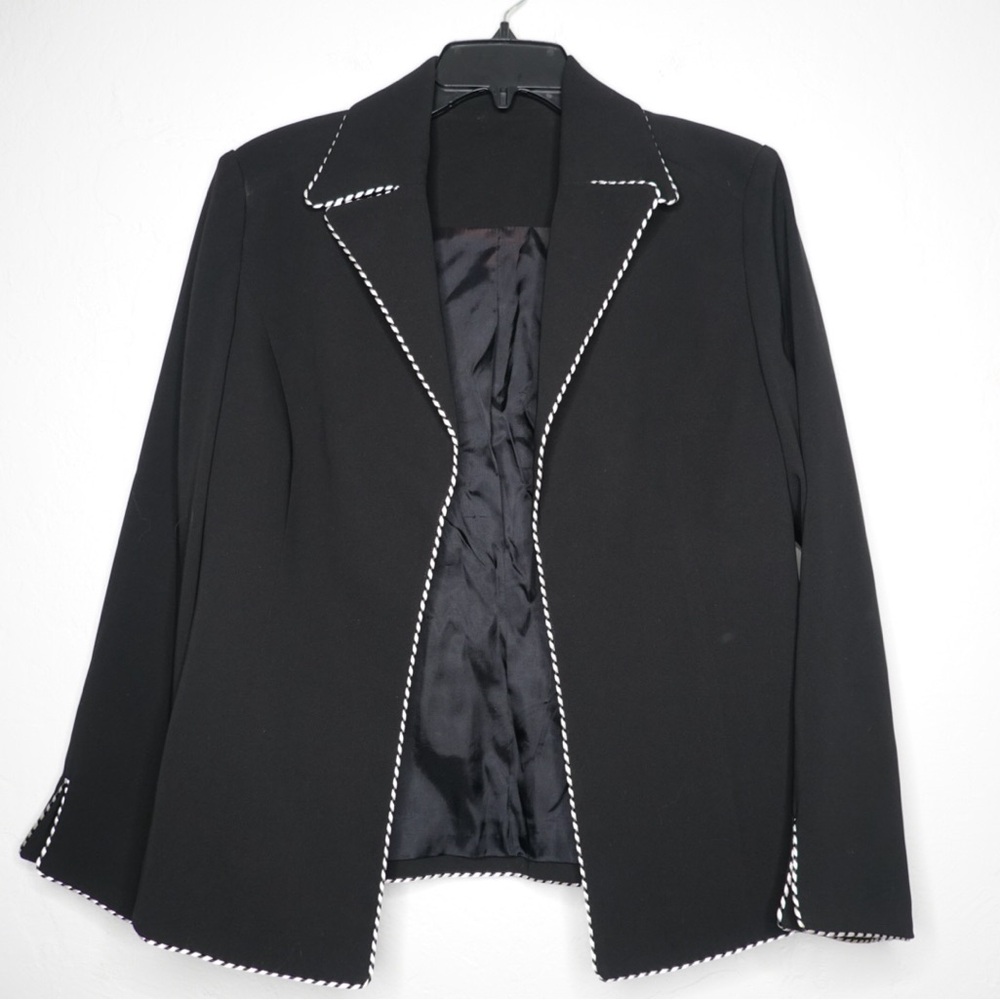 Drama New York Black Blazer with‎ White Rope Trim – Size 10